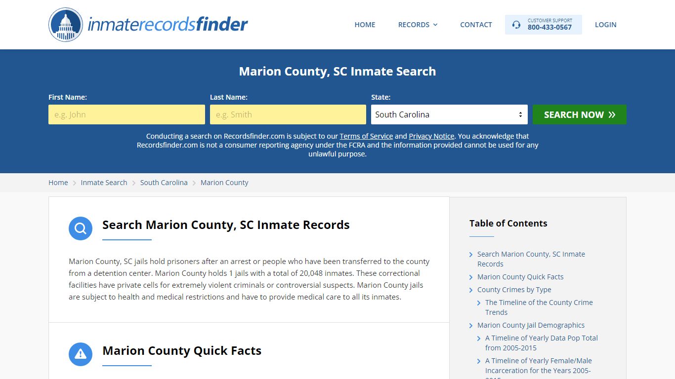 Marion County, SC Inmate Lookup & Jail Records Online